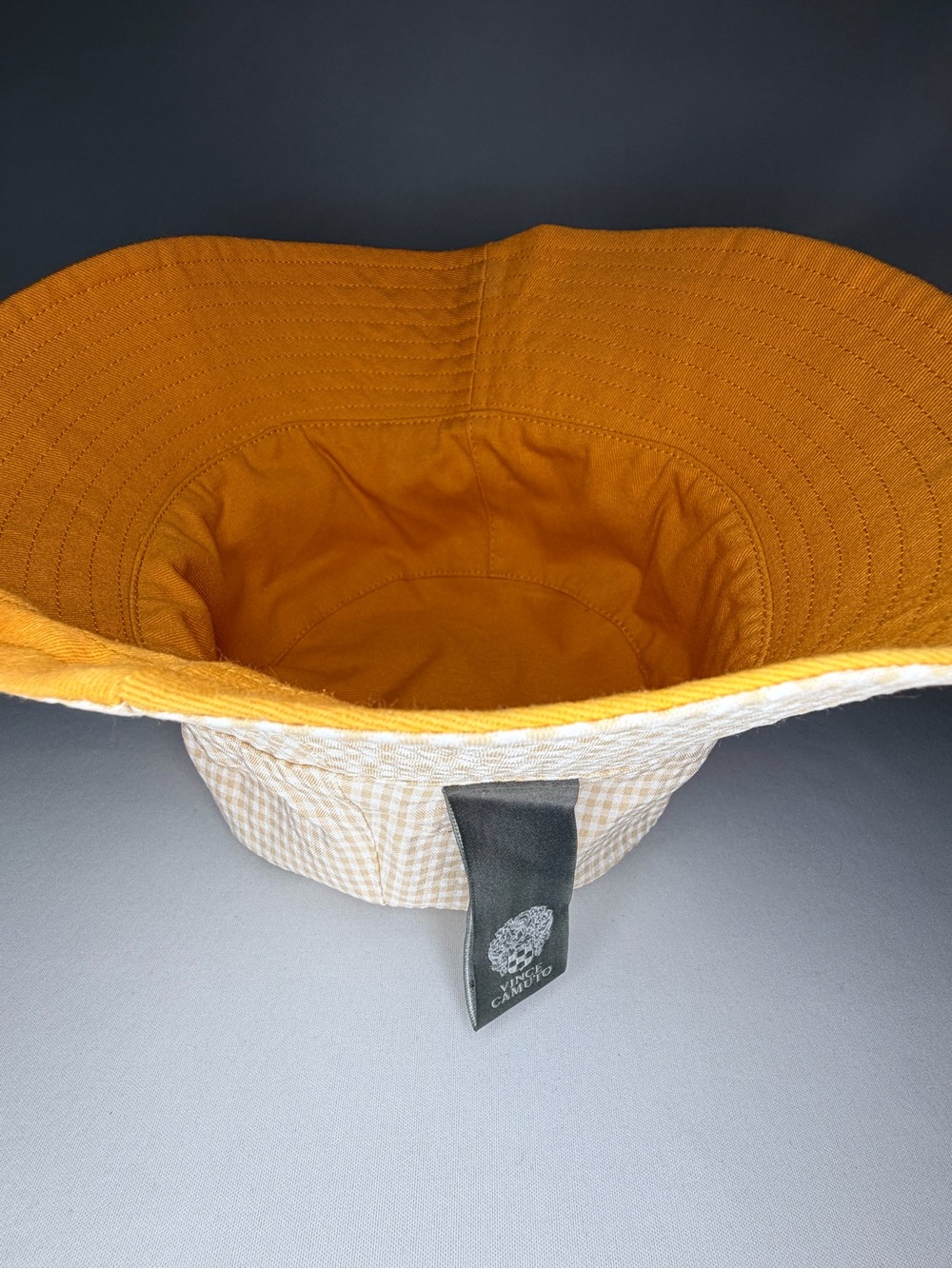 Vince Camuto Mustard Yellow Reversible Bucket Hat - Picture 3 of 3